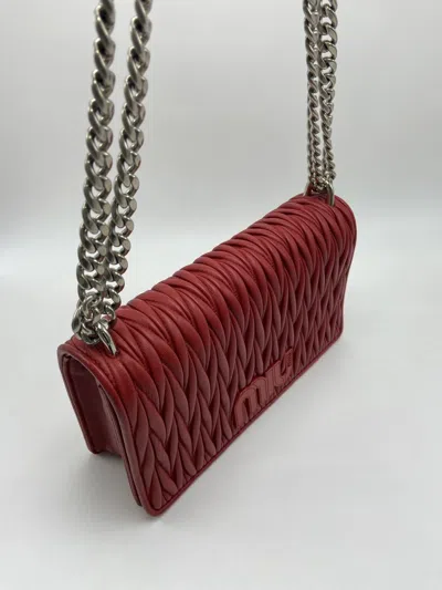 Miu Miu Flap Shoulder Bag In Burgundy