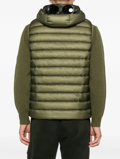 C.p. Company Hooded Zip-up Vest In Green