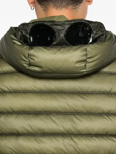 C.p. Company Hooded Zip-up Vest In Green