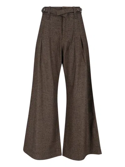 Eudon Choi Tailored Brown Trousers With Structured Silhouette In Brown