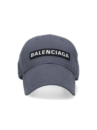 Balenciaga Logo Baseball Cap In Gray