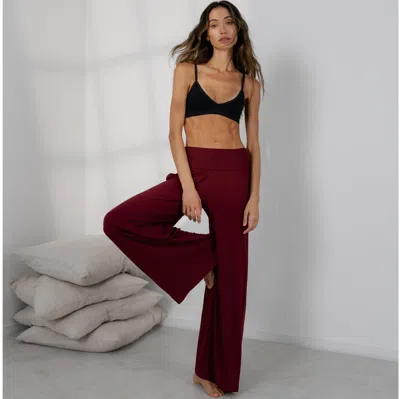 Lunya Soft Modal Rib Foldover Pant In Brown