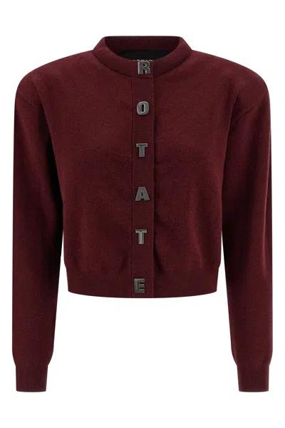 Rotate Birger Christensen Cardigan In Bordeaux Cotton In Red