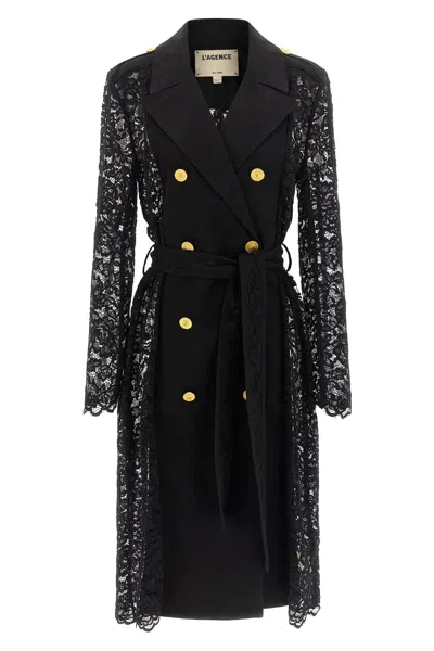 L'agence Amata Double-breasted Trench Coat In Burgundy