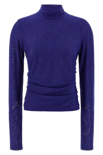 Rotate Birger Christensen 'mesh Rouched' Sweater In Blue