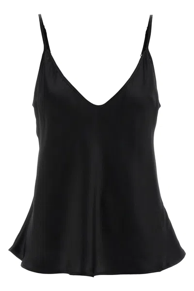 L'agence Gabriella Silk V-neck Tank In Black