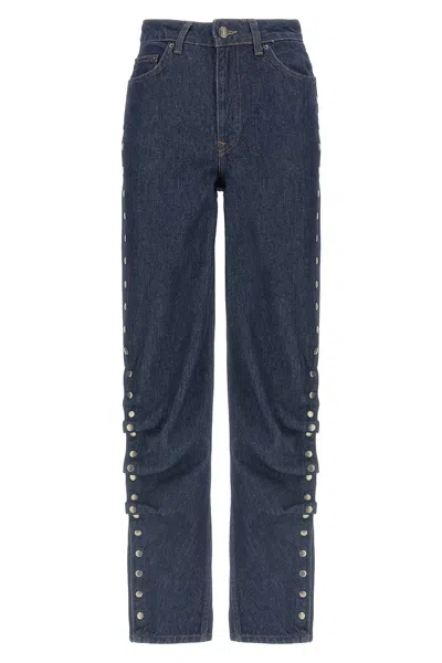 Rotate Birger Christensen Denim Buttoned Jeans In Blue