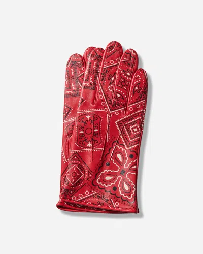 Kapital Leather Cookie Bandana Gloves In Red