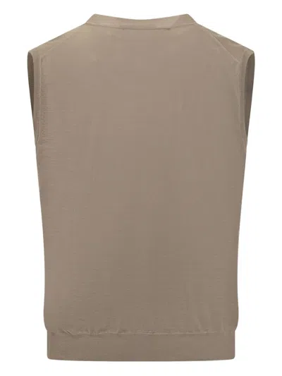 Filippo De Laurentiis Beige Wool Vest With Buttons In Brown
