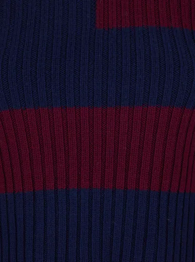 Merci Multicolor Crew Neck Sweater With Color Block Motif And Ribbed Design In Wool Woman In Multi