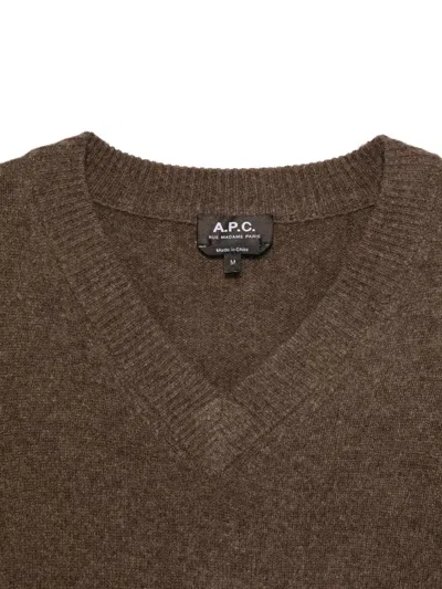 Apc V-neck Sweater In Brown