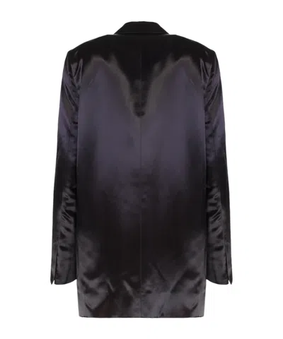 Dries Van Noten Satin Double-breasted Jacket In Black