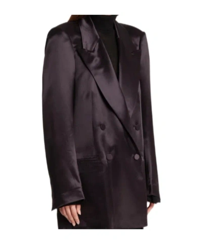Dries Van Noten Satin Double-breasted Jacket In Black