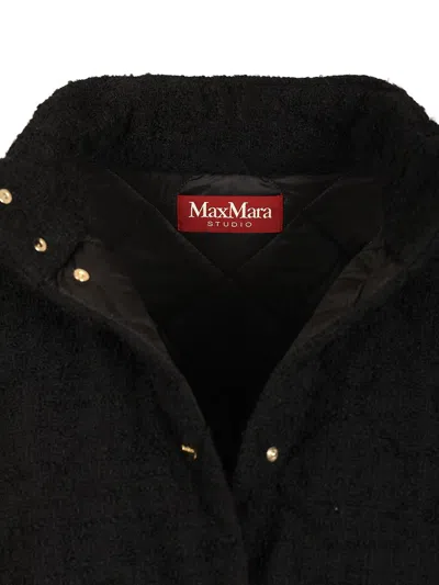 Max Mara Studio Button-up Puffer Jacket In Black