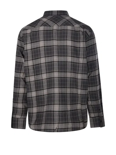 Off-white Dark Grey Cotton Spray Book Check Flan Reg Shirt In Black