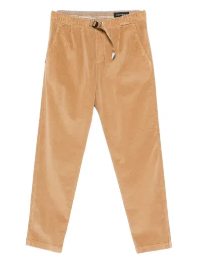White Sand Corduroy Drawstring-waist Trousers In Orange