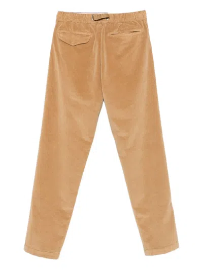 White Sand Corduroy Drawstring-waist Trousers In Orange