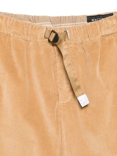 White Sand Corduroy Drawstring-waist Trousers In Orange