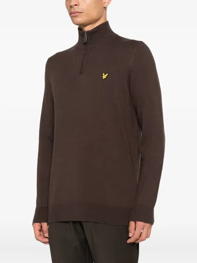 Lyle & Scott Mock-neck Sweater In Brown