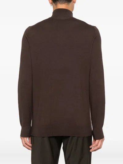 Lyle & Scott Mock-neck Sweater In Brown