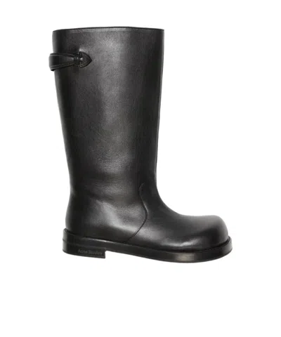 Acne Studios Knee Length Round Toe Beshay Boot In Black