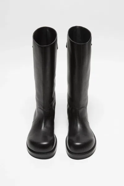 Acne Studios Knee Length Round Toe Beshay Boot In Black