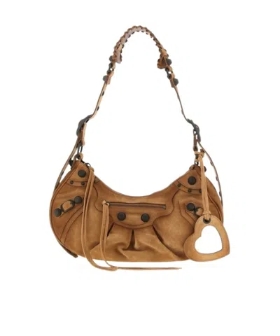 Balenciaga Shoulder Bag With Adjustable Strap And Studs In Brown