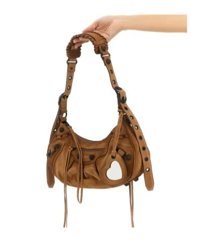 Balenciaga Shoulder Bag With Adjustable Strap And Studs In Brown