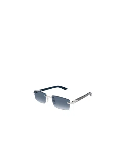 Cartier Ct0582s004 Silver Grey Blue In Blue