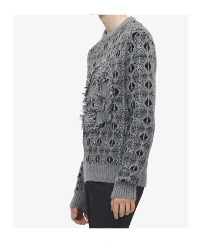 Alexander Mcqueen Men's Distressed Skull Fair Isle Jumper In Grey Melange In Gray