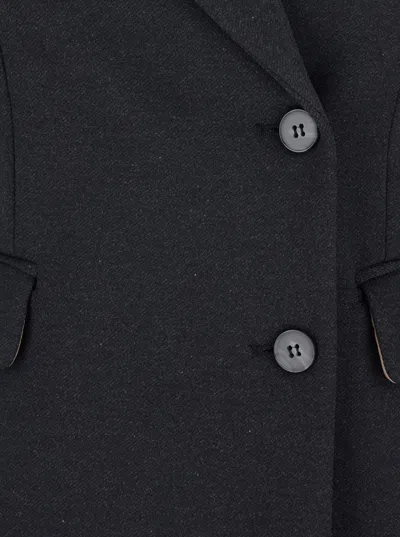 Rame Grey Double-breasted Jacket With Peak Revers In Viscose Blend Stretch Woman In Gray