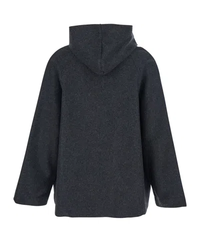 Mauro Grifoni Grey Jacket With Fixed Hood And Zip-up Fastening In Wool Blend Woman In Black