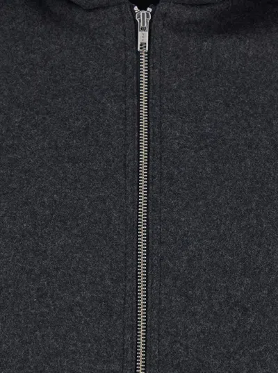 Mauro Grifoni Grey Jacket With Fixed Hood And Zip-up Fastening In Wool Blend Woman In Black