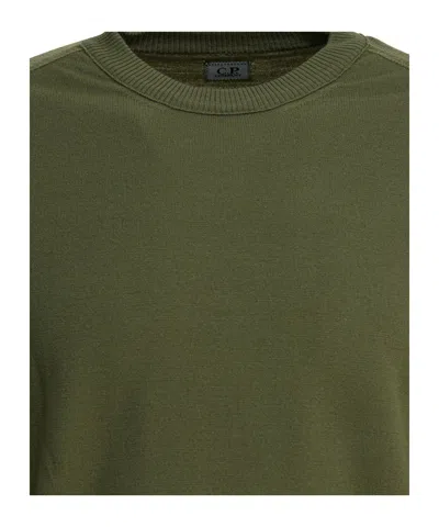 C.p. Company Crew Neck Knitwear With Ribbed Cuffs And Pocket In Green