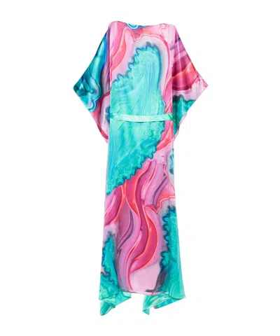 Roberto Cavalli Belted Printed Midi Dress In Multi