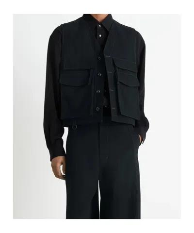 Lemaire Black Wool Vest In Black
