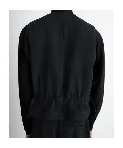 Lemaire Black Wool Vest In Black