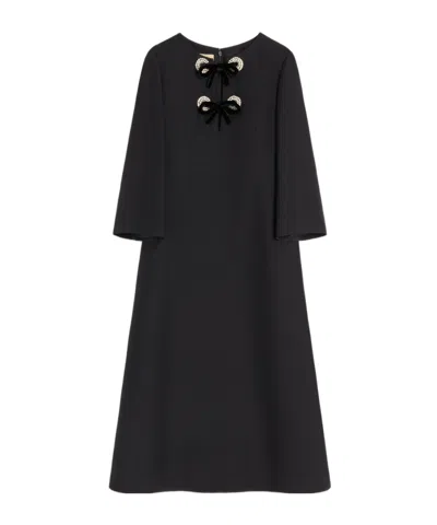 Valentino Crepe Couture Midi Dress In Black