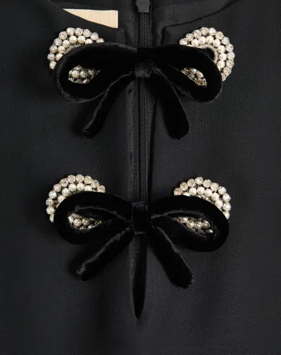 Valentino Crepe Couture Midi Dress In Black