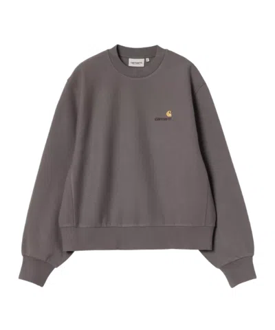 Carhartt W' American Script Sweatshirt In Gray