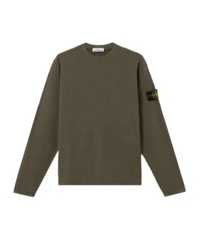 Stone Island Comfort-fit Crewneck Sweatshirt With Back Yoke Detail In Green