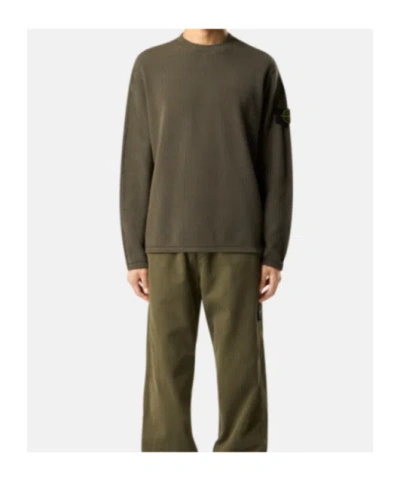 Stone Island Comfort-fit Crewneck Sweatshirt With Back Yoke Detail In Green