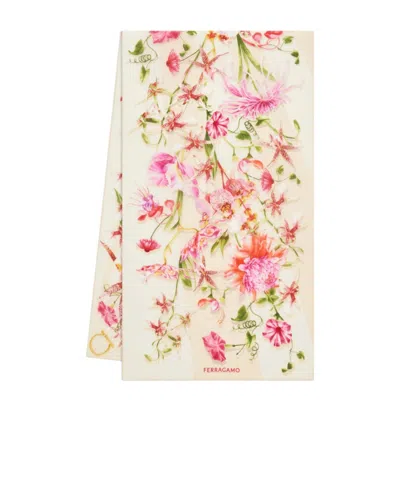 Ferragamo Gaia Print Silk Scarf In Neutral
