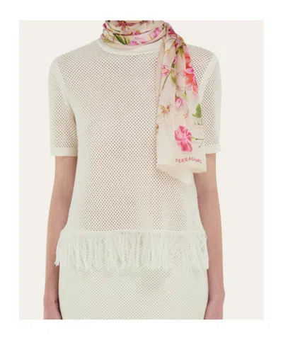 Ferragamo Gaia Print Silk Scarf In Neutral