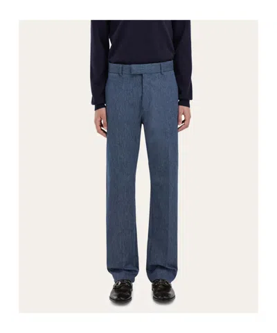 Ferragamo Asymmetric Tailored Trouser In Blue