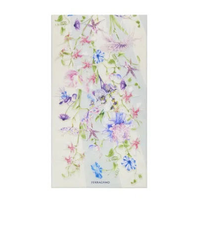 Ferragamo Gaia Print Silk Scarf In Blue
