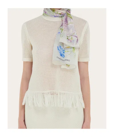 Ferragamo Gaia Print Silk Scarf In Blue