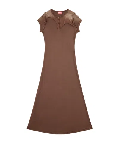 Diesel Round Neck Dress In Brown