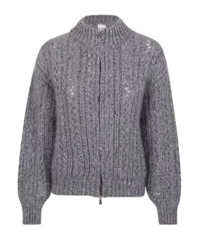 Eleventy Sequin-embellished Cardigan In Gray