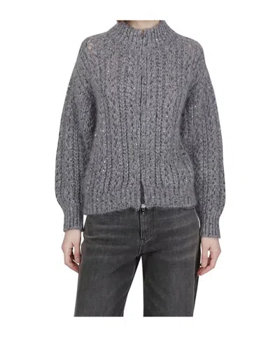 Eleventy Sequin-embellished Cardigan In Gray